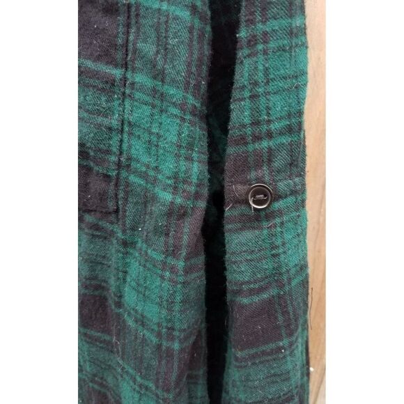 Button Down Flannel Shirt Long Sleeve Black & Green Plaid Medium - Picture 5 of 7